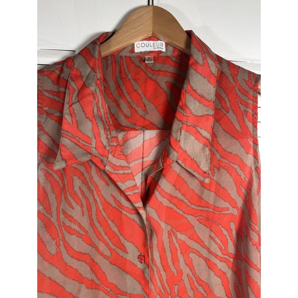 Vintage Sheer Zebra Print Button Blouse Large - Picture 4 of 7